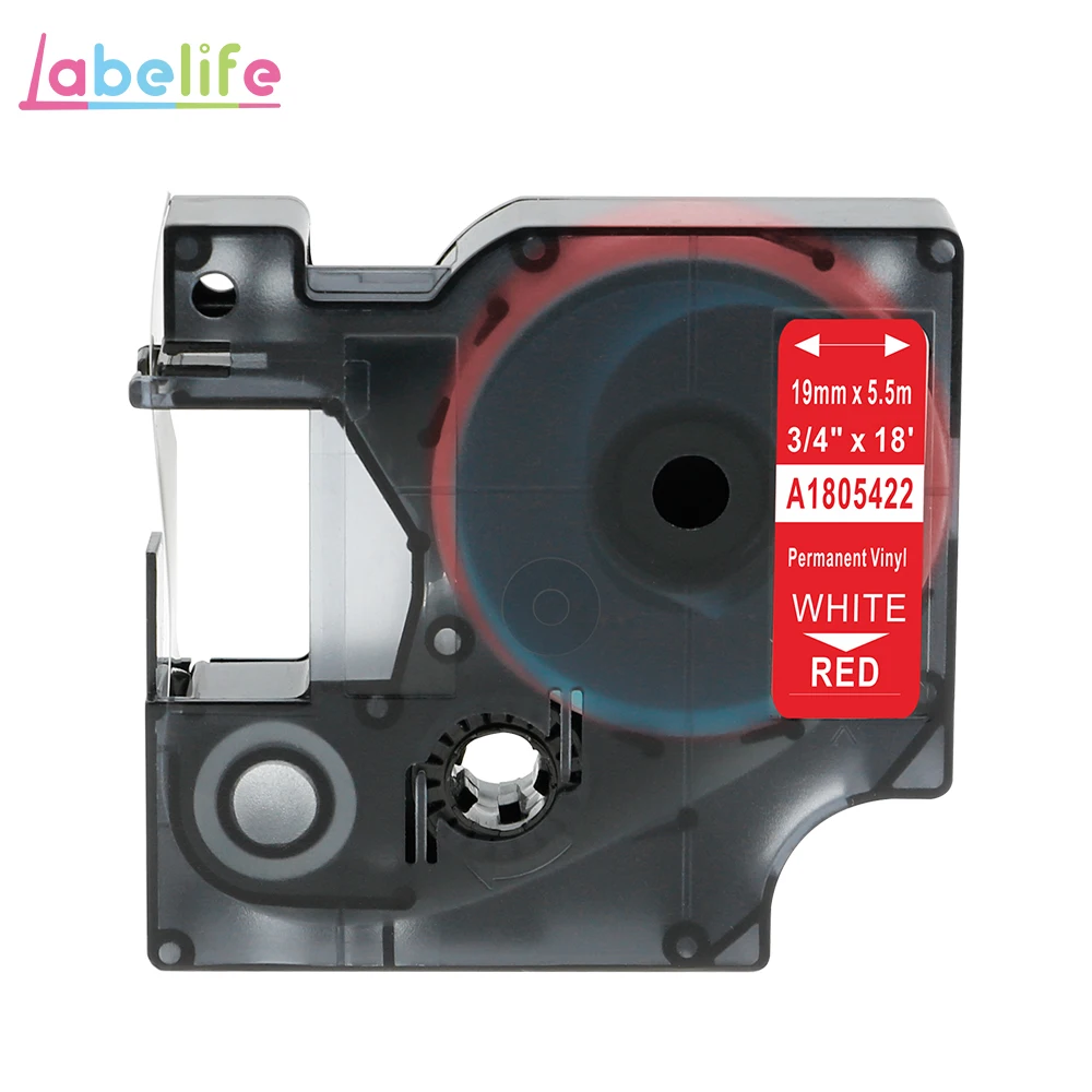 19mm A1805422 Labelife 1 шт. 9/12/19 мм 18432 18435 18438 18444 промышленный DYMO носорог цветные виниловые наклейки этикетки кассета для DYMO носорог 5000 этикетировщик - Цвет: 19mm A1805422