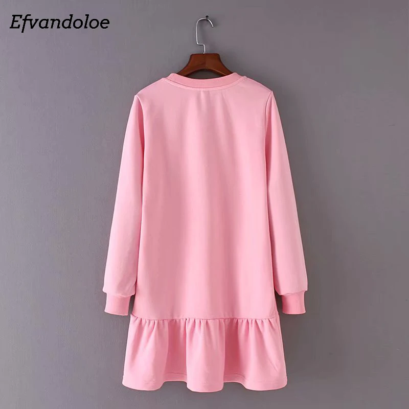 Efvandoloe Длинная женская толстовка; осень женская одежда sudaderas корейский стиль розовые пуловеры