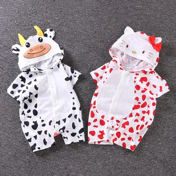 

Summer Newborn Babies Cotton Sleepwear Baby Boys Girls Short Sleeve Infant Cartoon 12 18 Months Baby Cardigan Pajamas Clothes