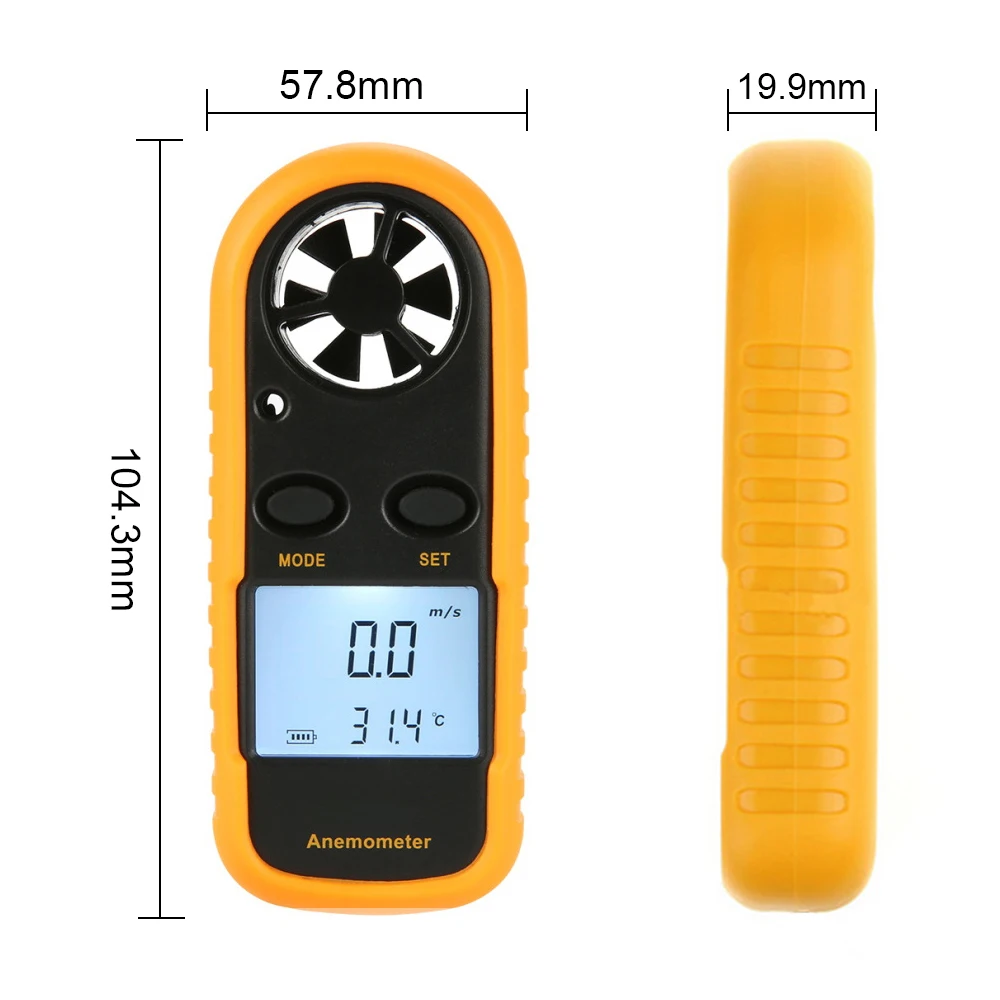 Цифровой термометр Анемометр ручной Мини Высокая точность измеритель скорости ветра для измерения скорость ветра, температура