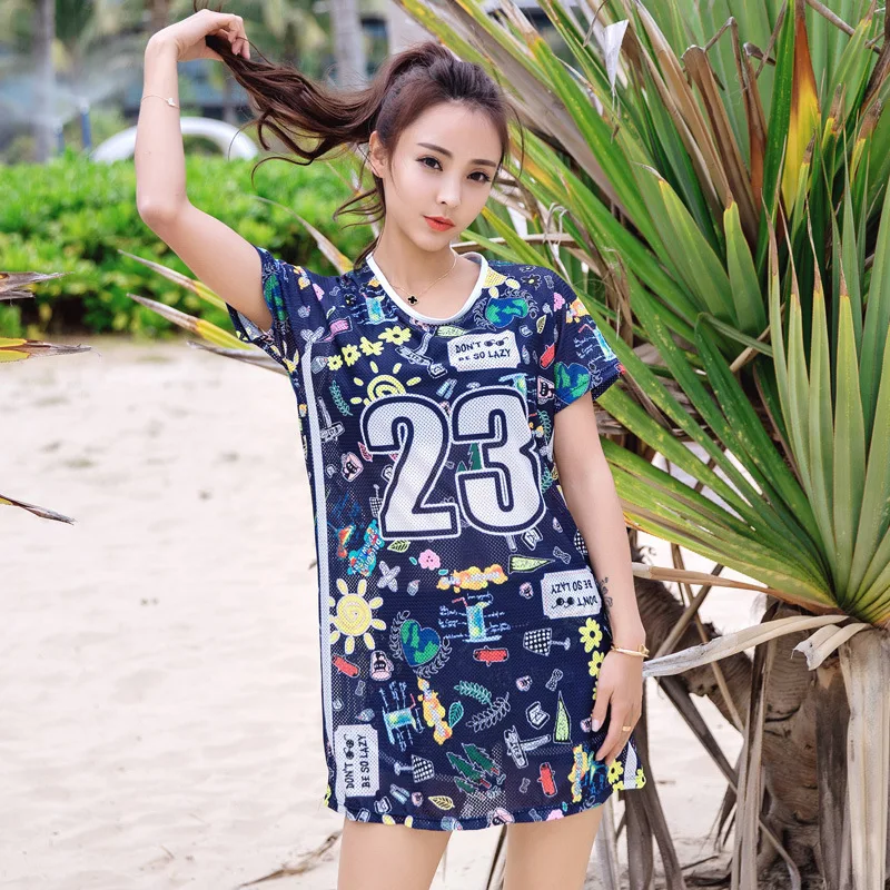 

Two-piece Swimsuits Women's Three-piece Set Split Type Boxer Small Bust Conservative Belly Covering Slimming Blouse Sun-resistan