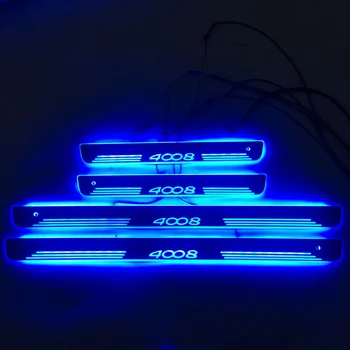 

Acrylic door sill plate strip with led decorative welcome light moving door scuff for peugeot 4008