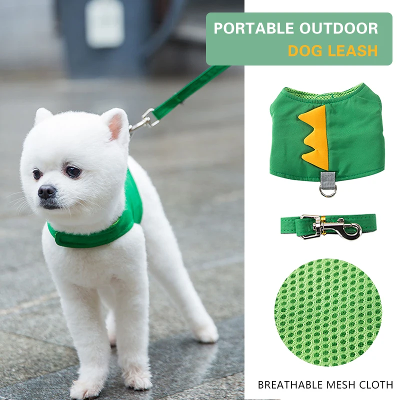 Soft Pet Dog Harnesses Vest Breathable Mesh Adjustable Harness Leash Set For Small Medium Dogs Outdoor Walking Runing Products