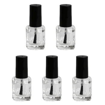 

5pcs/pack 5ml Empty Nail Polish Bottle with Brush Inside Square Shaped Clear Nail Polish Container Bottles