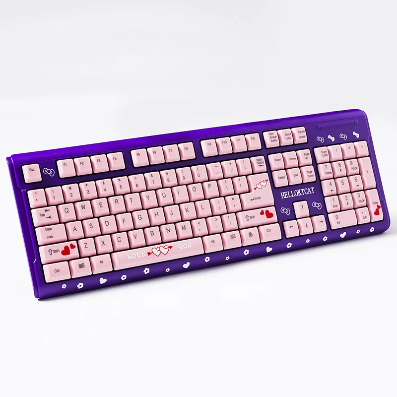 Розовая клавиатура Hello Kitty HELLOKTCAT USB Проводная симпатичная ультратонкая