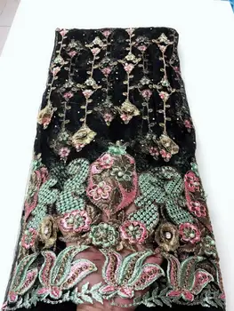

NEW lace fabric african lace fabric high quality Beaded French Lace Fabric Nigerian lace fabric 3D Lace 5 yards per lot YYZ089