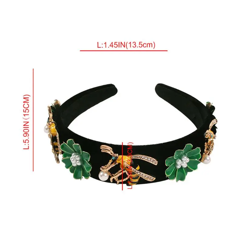 Барокко бархат оголовье искусственный жемчуг эмаль цветок пчела невесты обруч для волос Корона M6CD