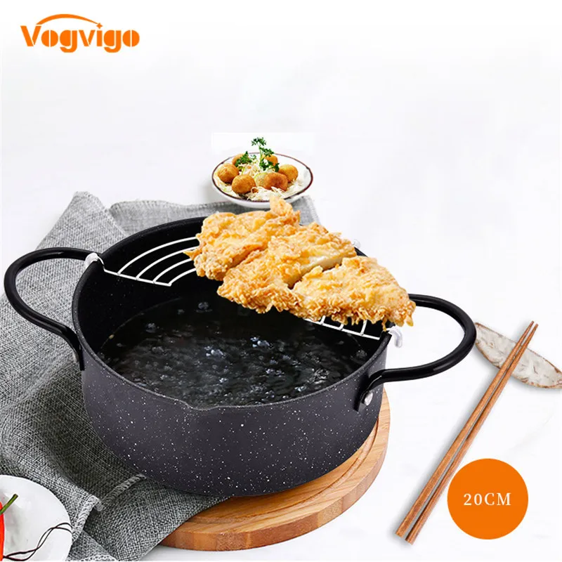 

20cm Tempura Deep Fryer Frying Pots with Basket Kitchen Utensils for Home Cooking Utensils for Outdoor Picnic Kitchen Utensils