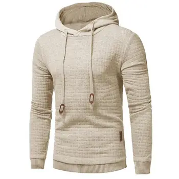 

Winter Leisure Plaid Hoodies Men Long Sleeve Solid Color Hooded Sweatshirt Male Hoodie Casual Sportswear Basic Pullover
