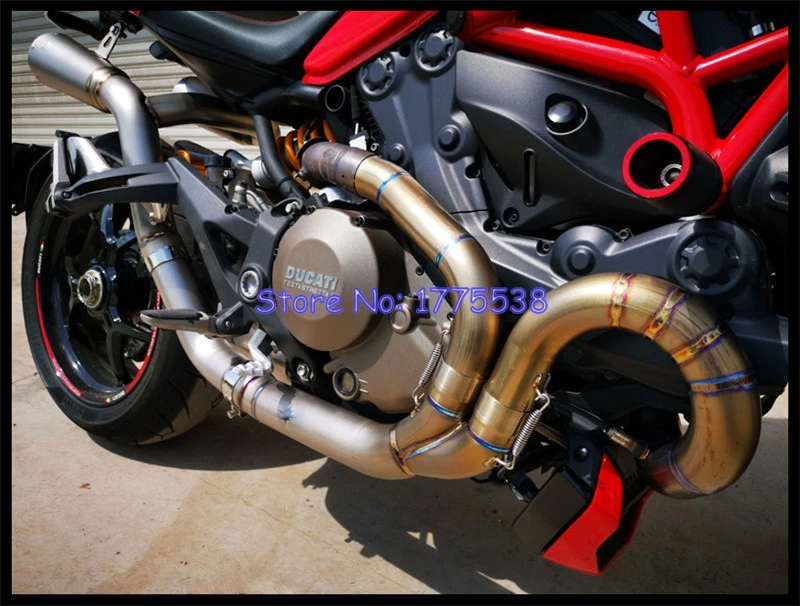 Titanium Alloy for Ducati Monster 821 1200R 1200S 2014-2019 Motorcycle Exhaust Full System with Collector Header MufflersSlip-on - Image 2
