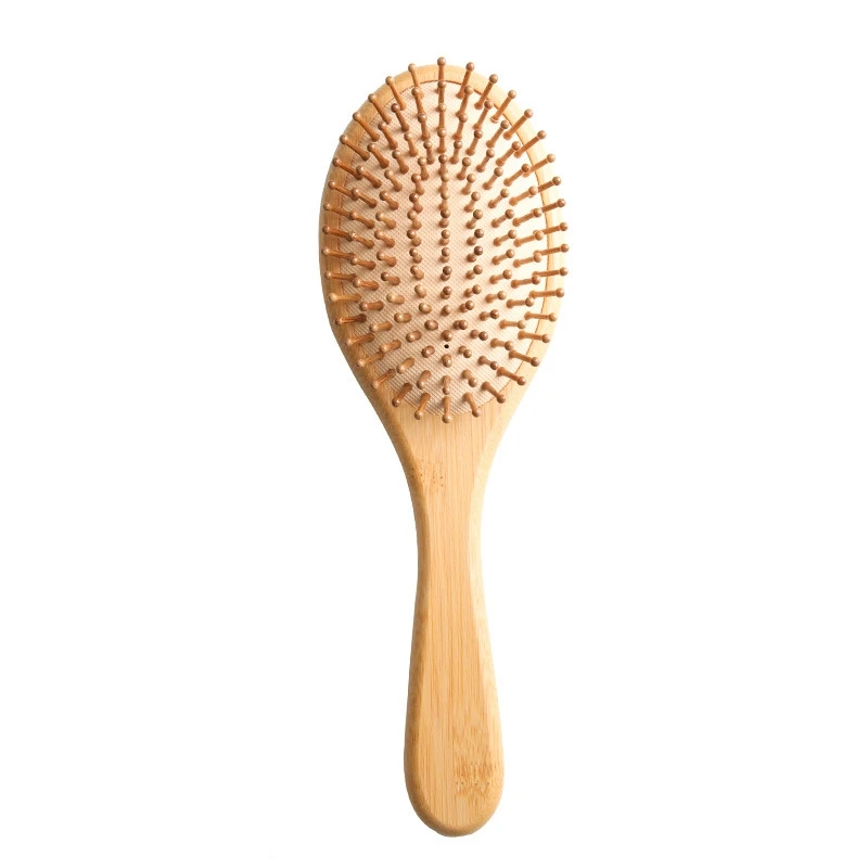 Natural Wooden Paddle Hair Brush with Air Cushion Combs for Scalp Massage Anti Static No Hair