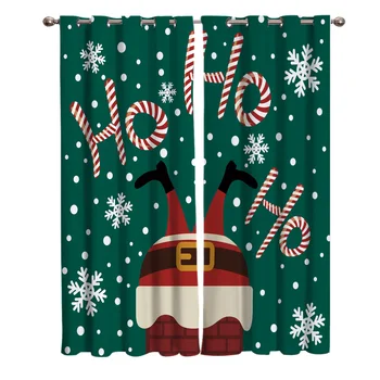 

Christmas Theme Funny Santa Ho-Ho-Ho Green Blackout Window Curtains Living Room Curtain Kitchen Blackout Curtains