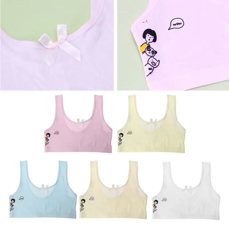 Young Girl Training Bra Cartoon Bra Teenager Cotton Vest Camisoles Underwear