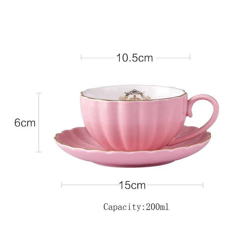 Brief British Bone China тыква в полоску керамическая посуда кофейная чашка кружка с молочным чайником ложка для блюдца Позолоченный Комплект полок набор