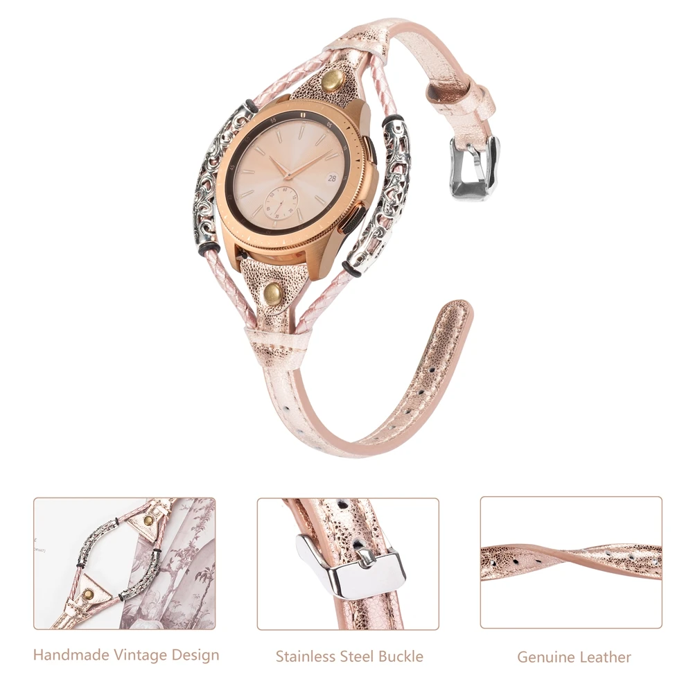 TOYOUTHS Leather Band for Samsung Galaxy Watch Active 2 20mm Watch Strap For Samsung Galaxy Watch 4 Classic Smart Watch Straps