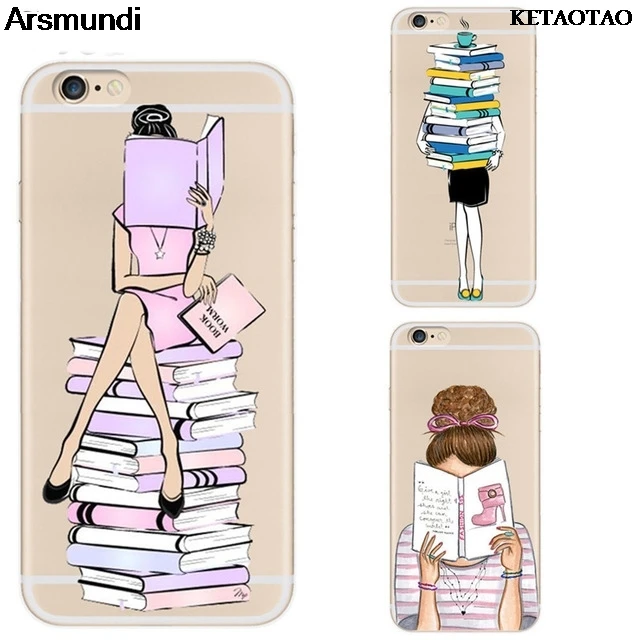 Чехлы для телефонов KETAOTAO Book Worm iPhone 4S 5C 5S 6S 7 8 SE PLUS XR XS Max прозрачные мягкие чехлы из