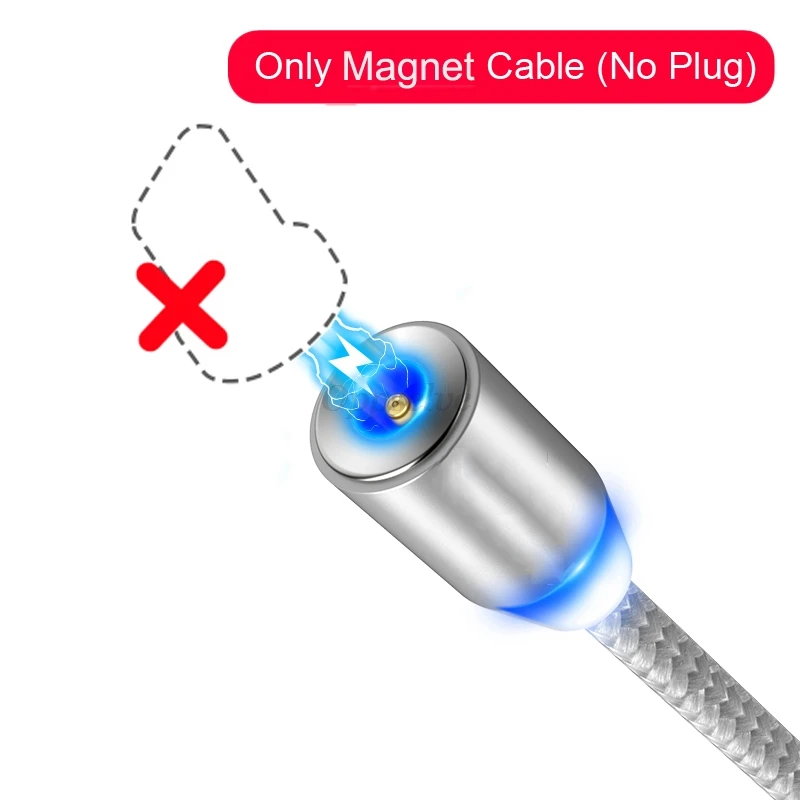 Oppselve Магнитный Micro USB кабель 2A Быстрая зарядка 1 м 2 м светодиодный Магнитный зарядный кабель для Xiaomi 4X huawei P8 Lite samsung - Цвет: Only Silver Cable