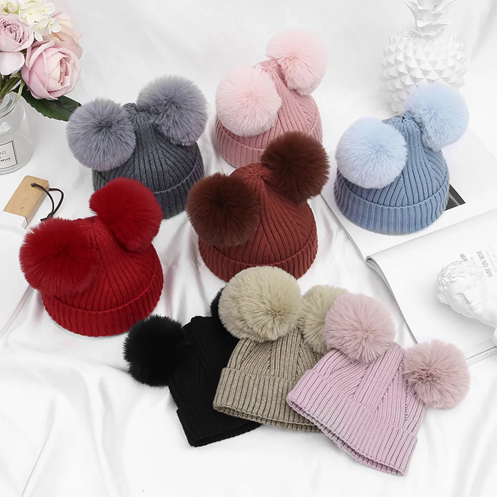

Boys Girls Solid Color Hat Hot Sale Toddler Infant Kids Knited Wool Headwear Cap Unisex Winter Warm Solid Headgear Hat &&7