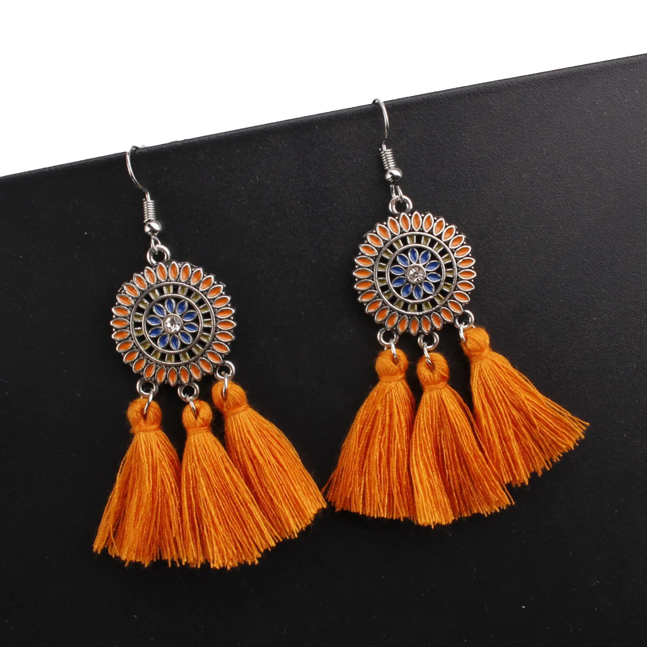 39 Colors Vintage Ethnic Alloy Fan Tassel Earrings For Female Boho Fringe Dangles Earings Women Jewelry accessories party gift