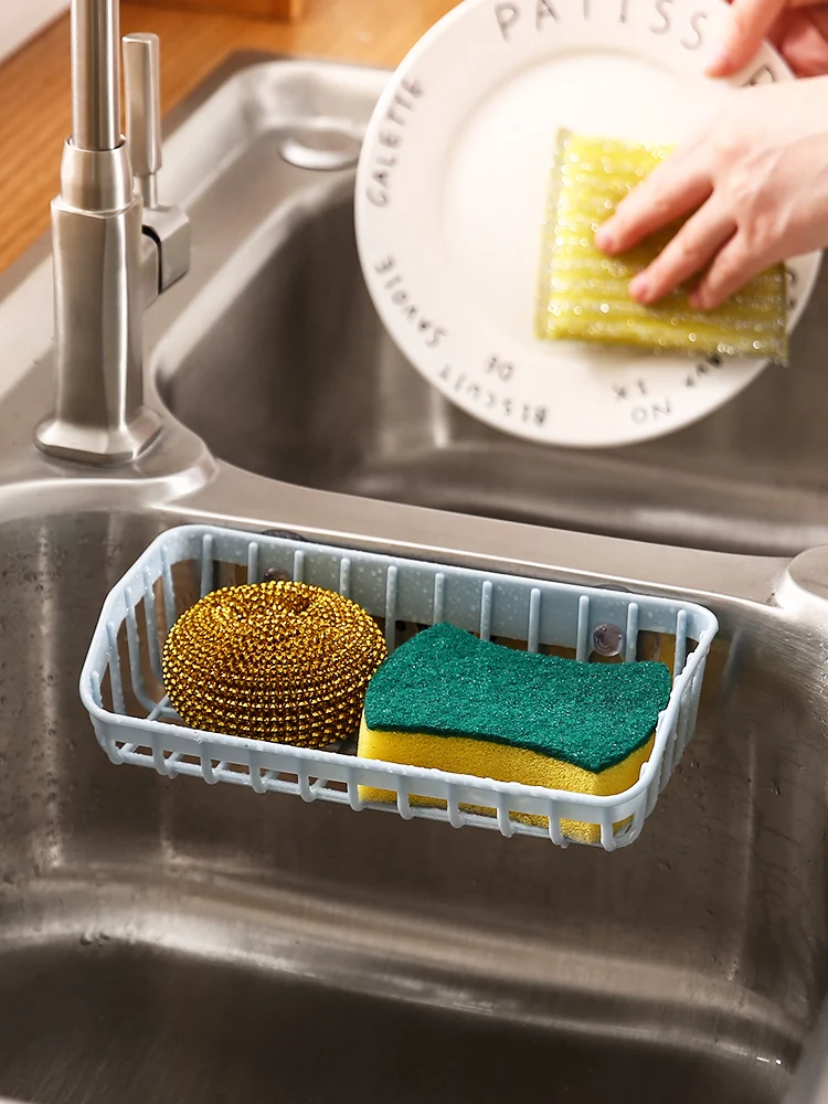 

Suction cup kitchen drain basket sponge rack sink multi-function dishwashing sponge storage rack sponge tableware storage
