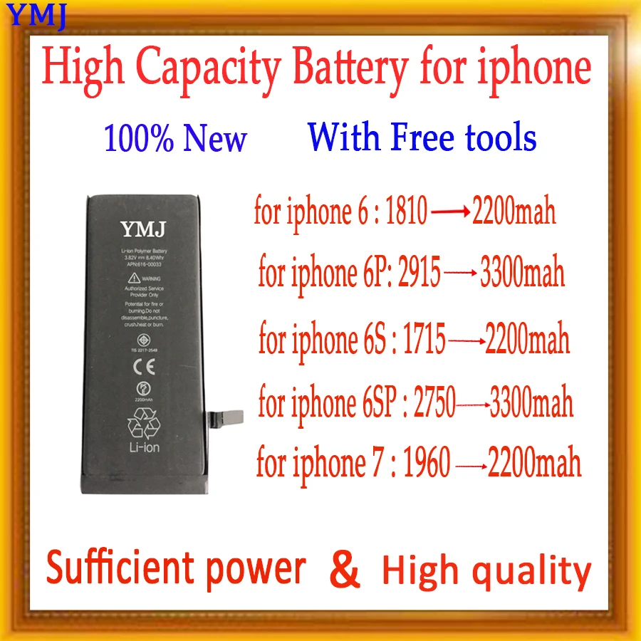 YMJ для iPhone 7 7plus 8 Plus X батарея Baseus мобильный телефон высокомощный аккумулятор