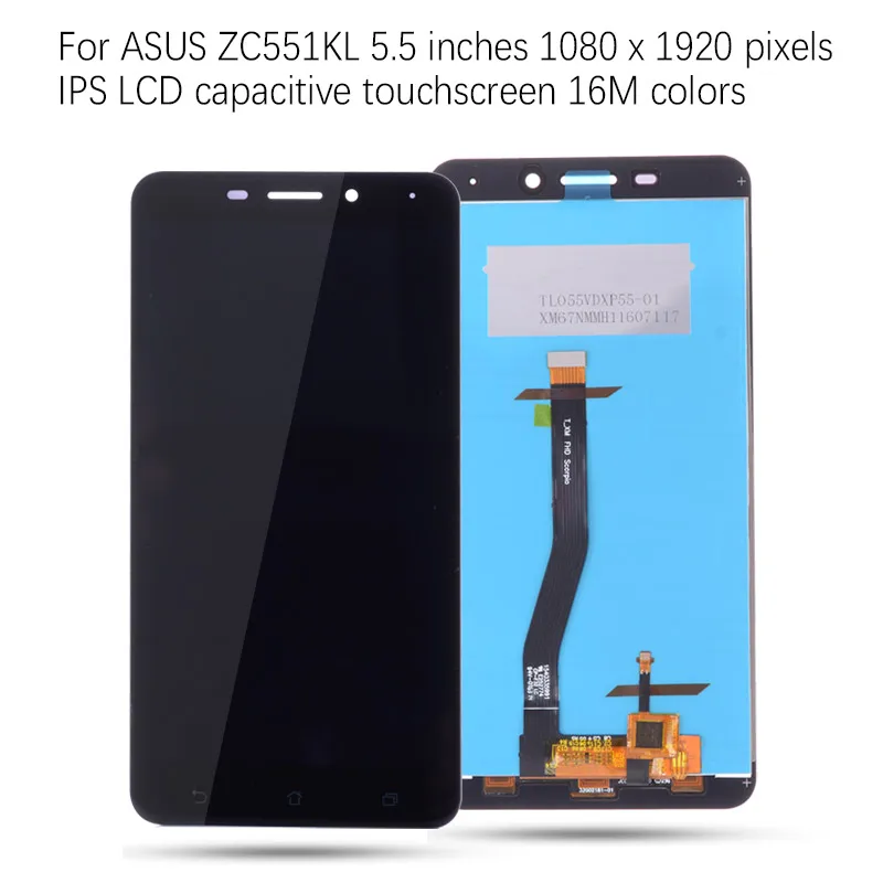 Дисплей для ASUS Zenfone 3 Laser ZC551KL LCD в сборе с тачскрином на рамке черный белый золотой