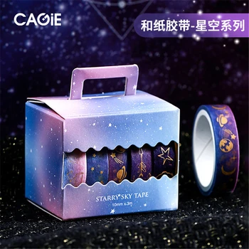 

Cute Washi Tape 5Pcs/Set Kawaii Starry Sky Masking Tape Bronzing Star Decorative Tape For Sticker Scrapbooking DIY Photo Album