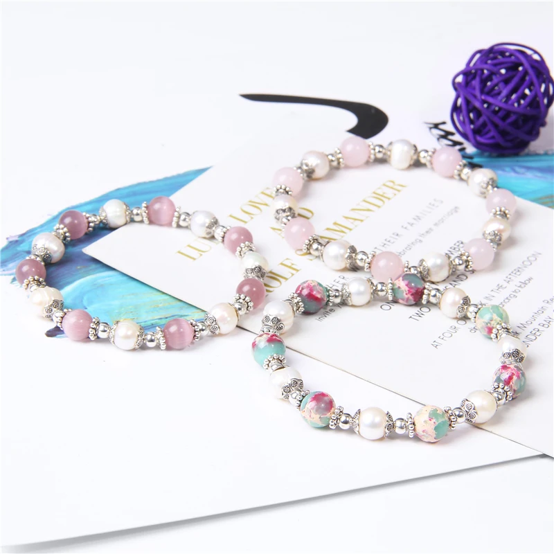 Женский браслет натуральный пресноводный белый груши браслеты для женщин Модный дизайн серебряный шарм браслет Императорский Ясперс Pulsera