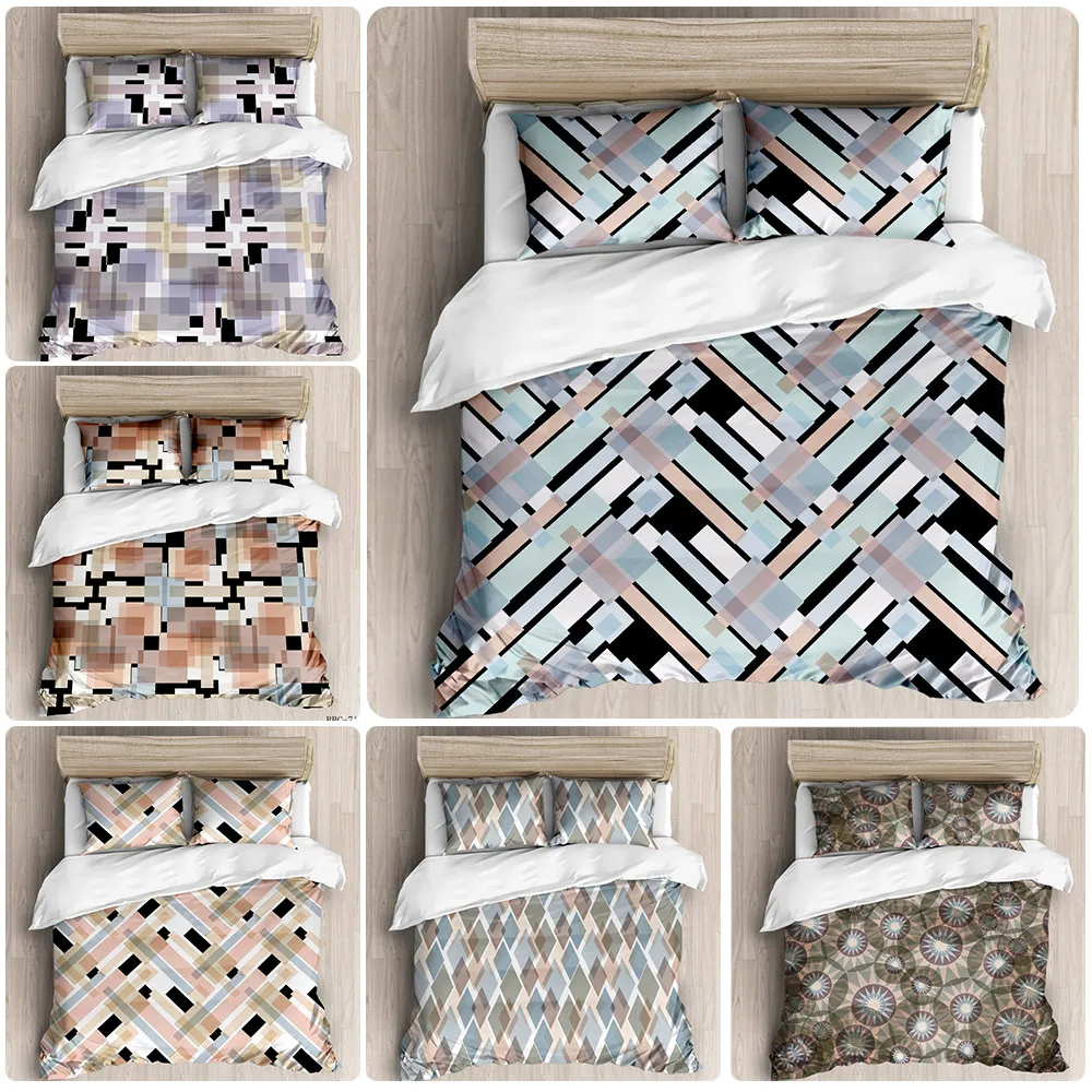 

2020 new geometric fashion color series bedding 2 / 3 Piece Set fashionable geometric pattern simple duvet cover and pillow case