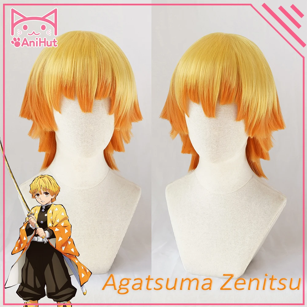 Anihut Agatsuma Zenitsu Wig Kimetsu No Yaiba Demon Slayer Yellow Synthetic Heat Resistant Hair Cosplay -Zentai shop online Haaaa80e0a6884916b89781e16f3fbb66c.jpg