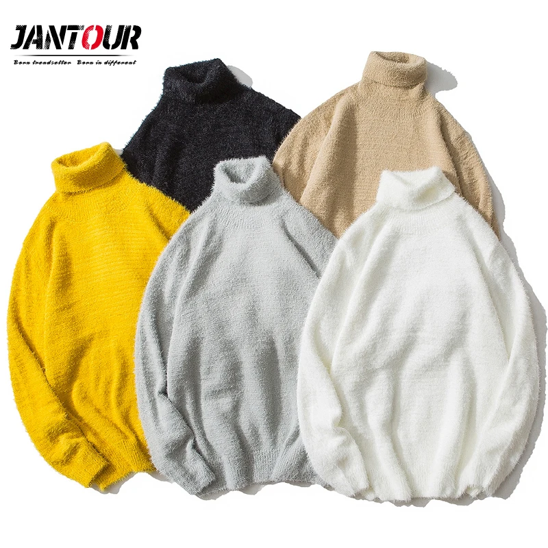 

Brand 2020 New 5 Color Turtleneck Sweater Men Winter New Thick Warm Loose Fit Solid Color Pullover Sweater Big size M-3XL