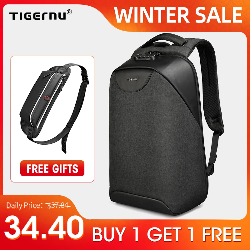 Tigernu Анти Вор Мужской Рюкзак Для Ноутбука USB брызгозащищенные Школьные Сумки для Мужчин Рюкзаки Подростка