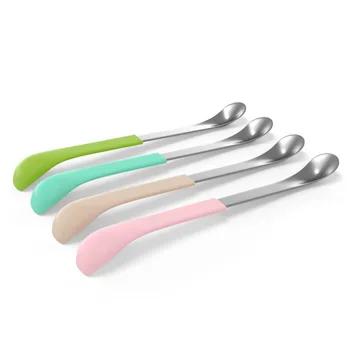 

Curved spoon creative small gifts stainless steel tableware soft and hard dual-use spoon apricotws