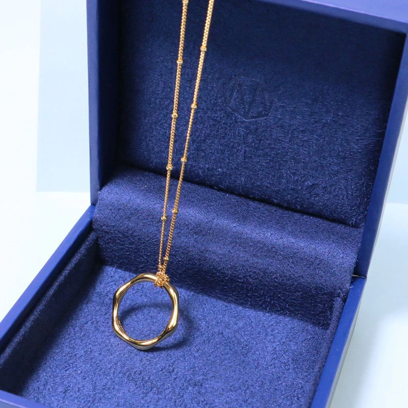 Модный бренд новый дизайн плавильное кольцо Женское Ожерелье большое золото