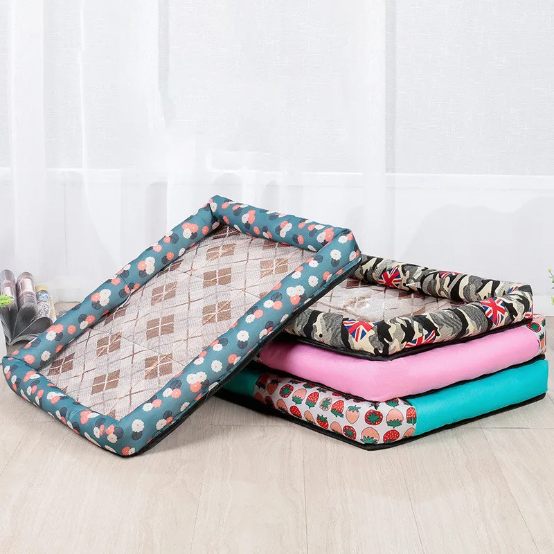 

Dog Cat Padded Mat Ice Silk Pet Bed Cat Bed House Washable Cat Cushion Dog Crates for Small Medium Dogs for Summer Pet Supplies