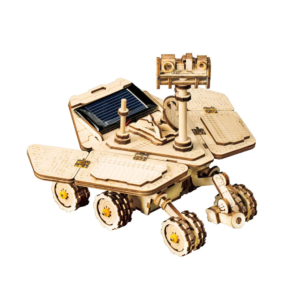 Robotime 3D Holzpuzzle Laser-Cut Solarbetriebenes Modell Spielzeug Neugier Rover 