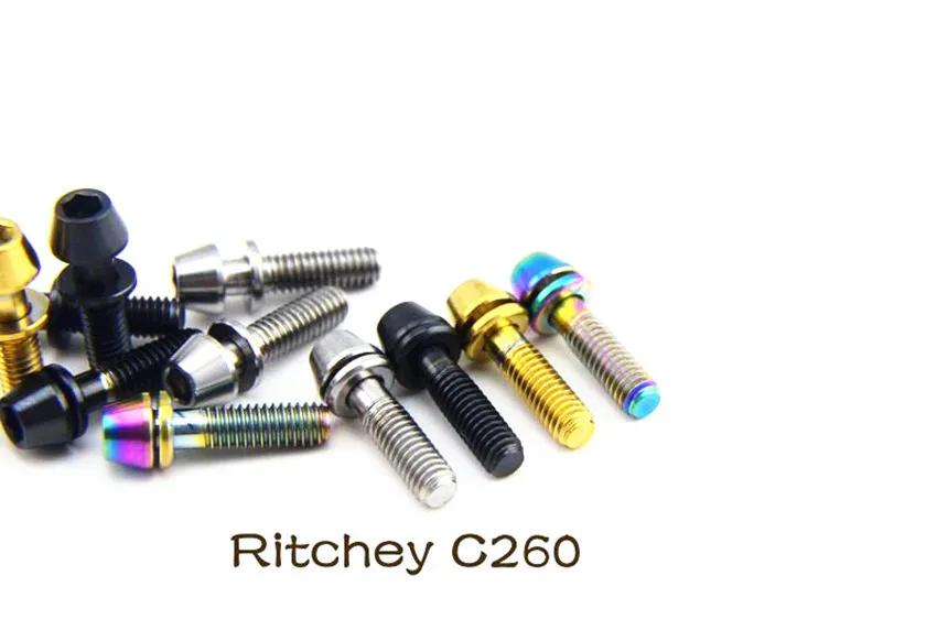 Титановые болты M4x15mm для Ritchey C260 Stem Capitive шайба Gr.5 оригинальная многоцветная конусная головка шестигранный винт Ti крепеж