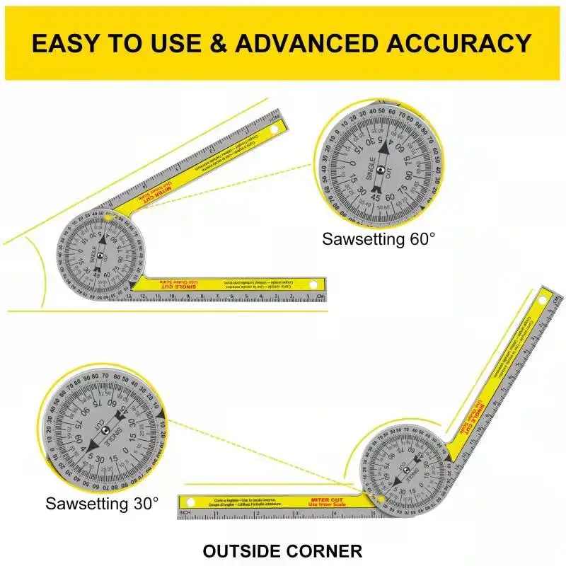 Miter Saw Protractor with Measuring Rulers, Woodworking Carpenter Tools
