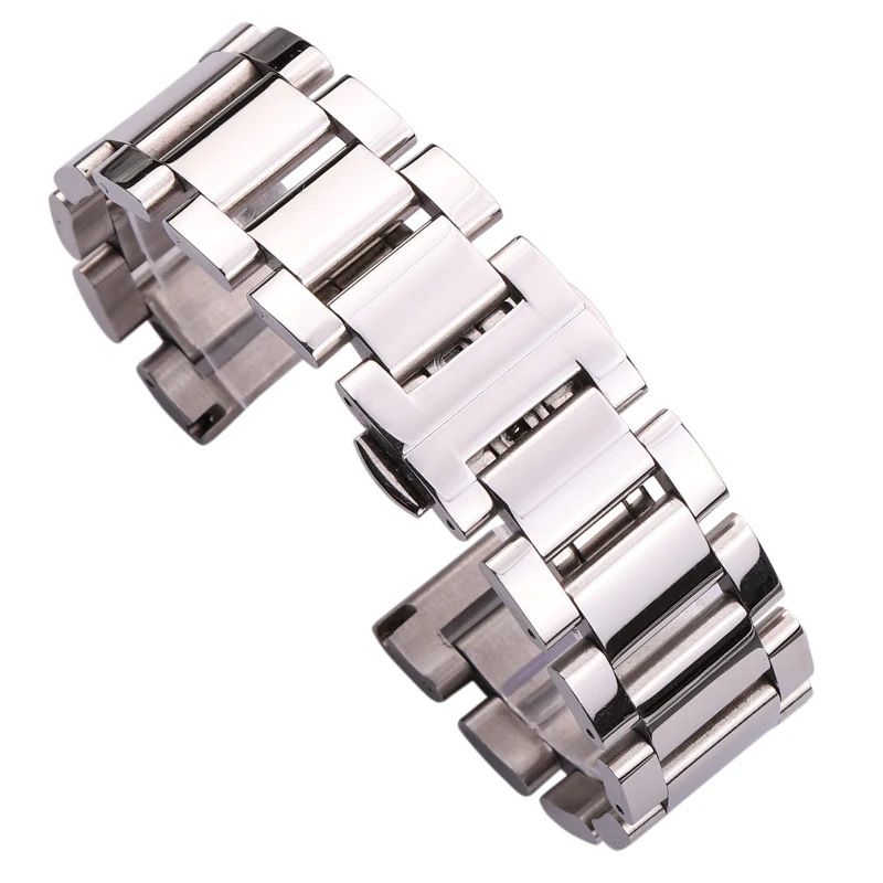 316L Stainless Steel Watch band Bracelet 18mm 20mm 22mm Women Women Fashion Silver Polished Watchband Strap Watch Accessories - Цвет ремешка: Серебристый