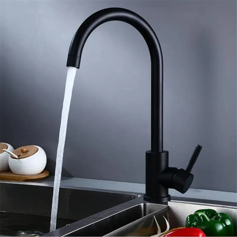Кухонный смеситель для раковины, черный смеситель, вращение на 360 градусов, водопроводный кран с одной ручкой