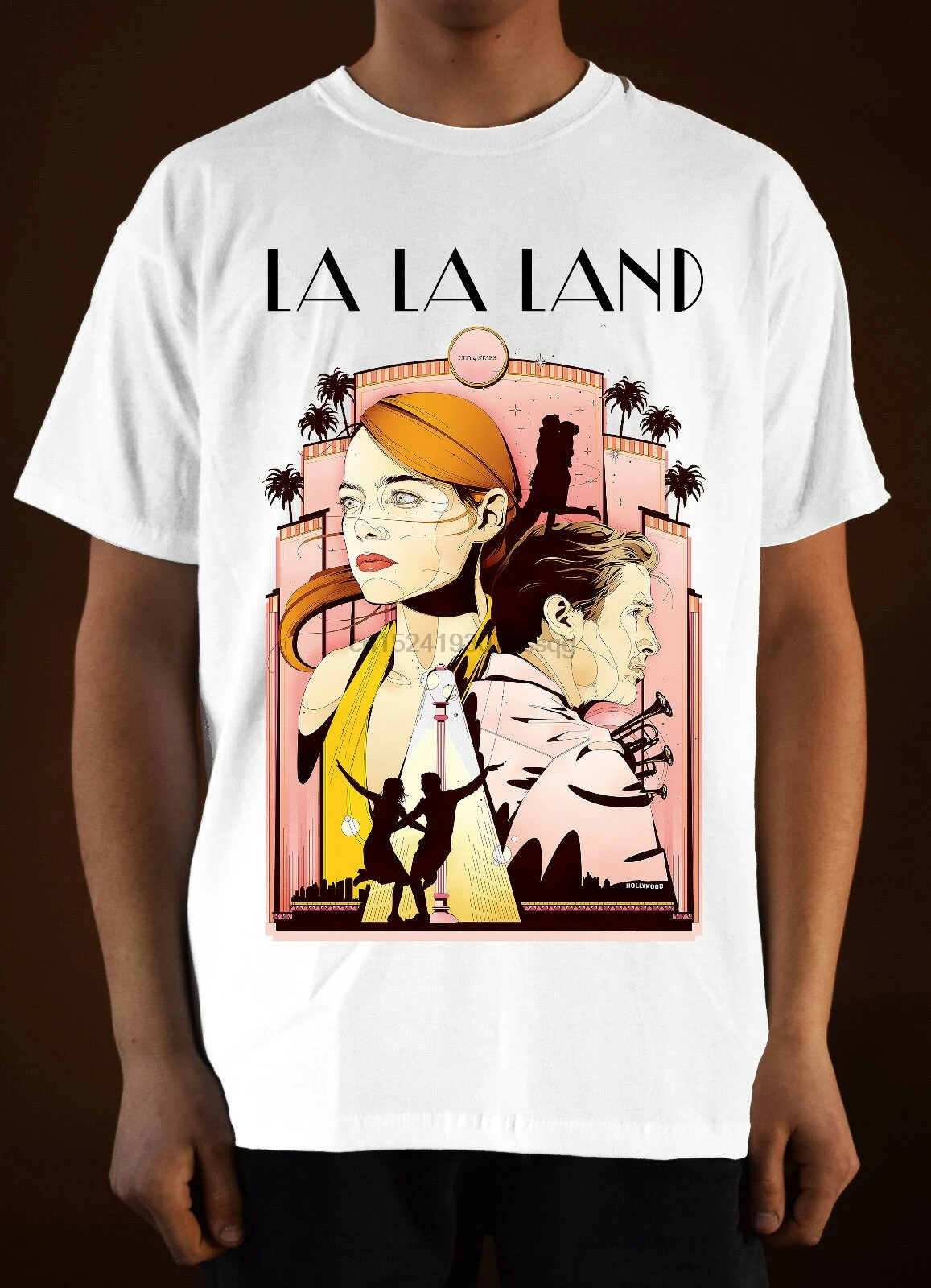 LA LAND Movie poster ver. 1 Ryan Gosling Emma Stone T-Shirt (White) S-5XL |