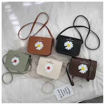 

2020 new PU small square bag female fashion small flower shoulder bag messenger bag Korean version wild texture bag