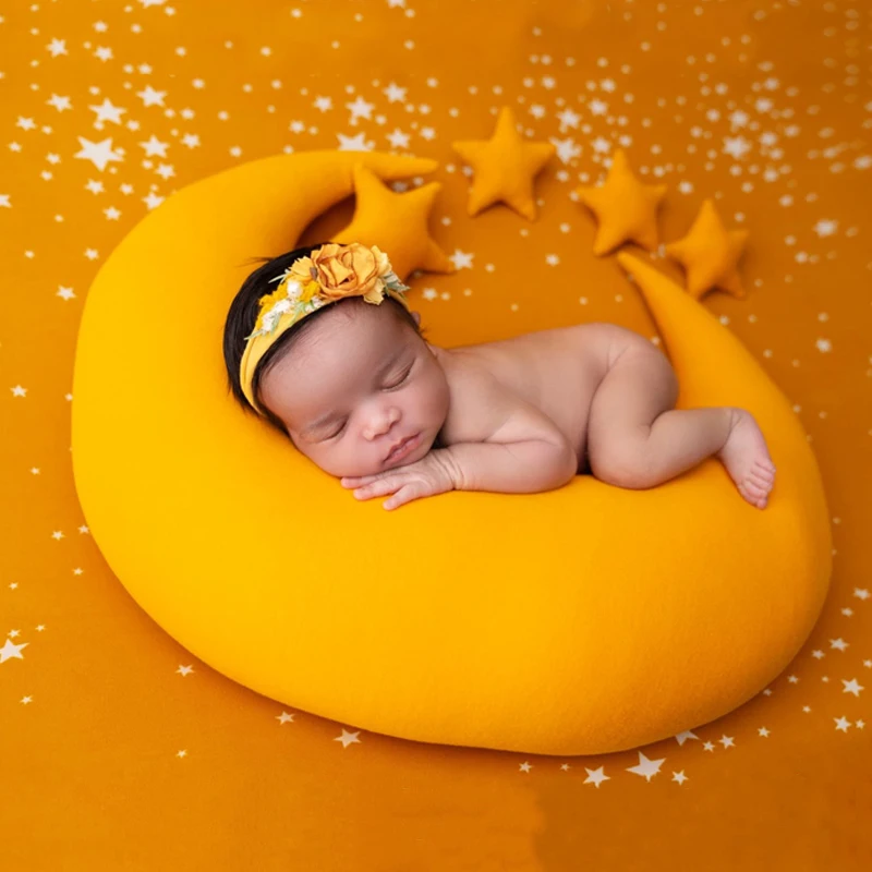 Luna almohada accesorios de fotografía recién nacido accesorios reposacabezas para bebés sombrero conjunto de estrellas estudio bebé, sesión de fotos Accesorios