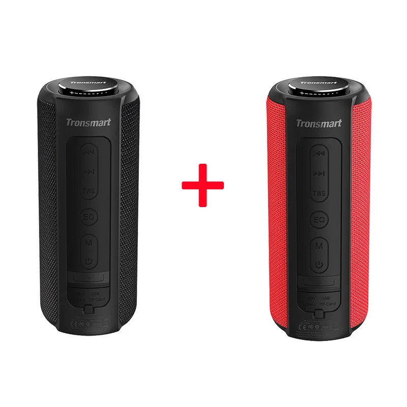 one black one red Tronsmart T6 Plus Bluetooth динамик 40 Вт портативный динамик глубокий бас Саундбар с IPX6 Водонепроницаемый, power Bank функция SoundPulse - Цвет: one black one red