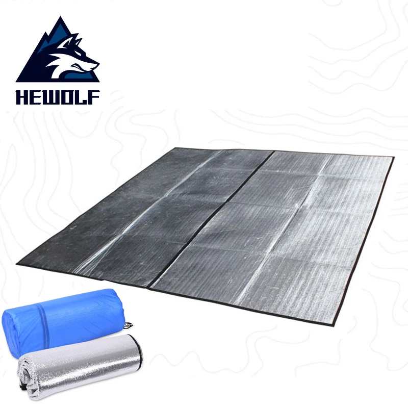 Hewolf 290x290cm Portable Aluminum Film Camping Mat PE Soft Travel Self-Driving Picnic Barbecue Mat Outdoor Hiking Camp Mattress