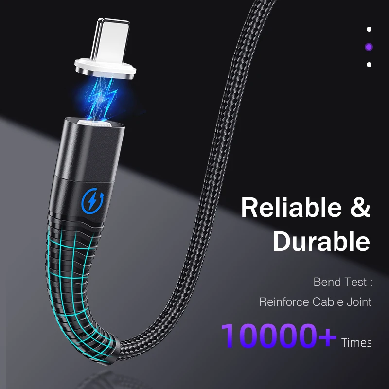 Магнитный зарядный кабель ROCK со светодиодной подсветкой Micro USB для iPhone XR XS Max X