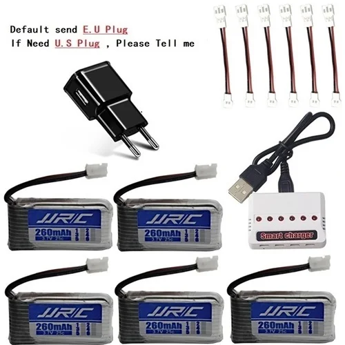 Аккумулятор JJRC H36 3,7 V 260mAh для E010 E011 E012 E013 F36 3,7 v Lipo батарея 6в1 UBS зарядное устройство RC Запчасти для квадрокоптера - Цвет: Оранжевый