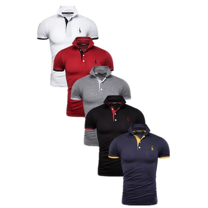 Dropshipping 5 Sets Polo Giraffe Shirt Men Brand Quality Cotton Deer Embroidery Polos Men Fashion Slim Fit Mens Polo BR Size Dropshipping 5 Sets Polo Giraffe Shirt Men Brand Quality Cotton Deer Embroidery Polos Men Fashion Slim Fit Mens Polo BR Size