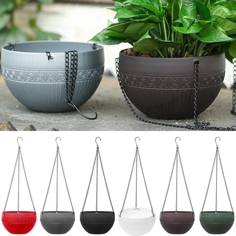 Plant Hanging Baskets Flower Pots Holder Chain Basin Plants Grow Basin Balcony Hanging Decoration Home Garden Supplies