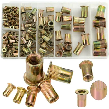 

300pcs Rivet Nut Mixed Galvanized Rivnut Insert Nutsert Threaded M3-12 Tool Kit